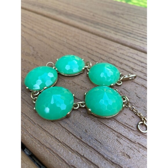 Acrylic Emerald Green Statement Bracelet, Gold Tone, up to 8.5 inches - Picture 1 of 8